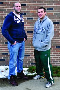 Mercyhurst College foot ball players junior Jeff Pollard and senior Garrett Kensy serve as inspiration for their team.